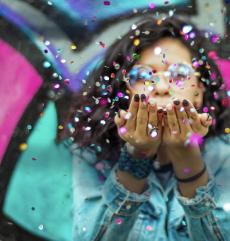 girl with confetti